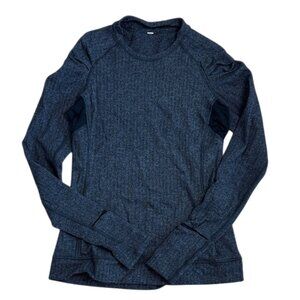 Lululemon Think Fast Long Sleeve Top – Size 4 Black/Charcoal Herringbone